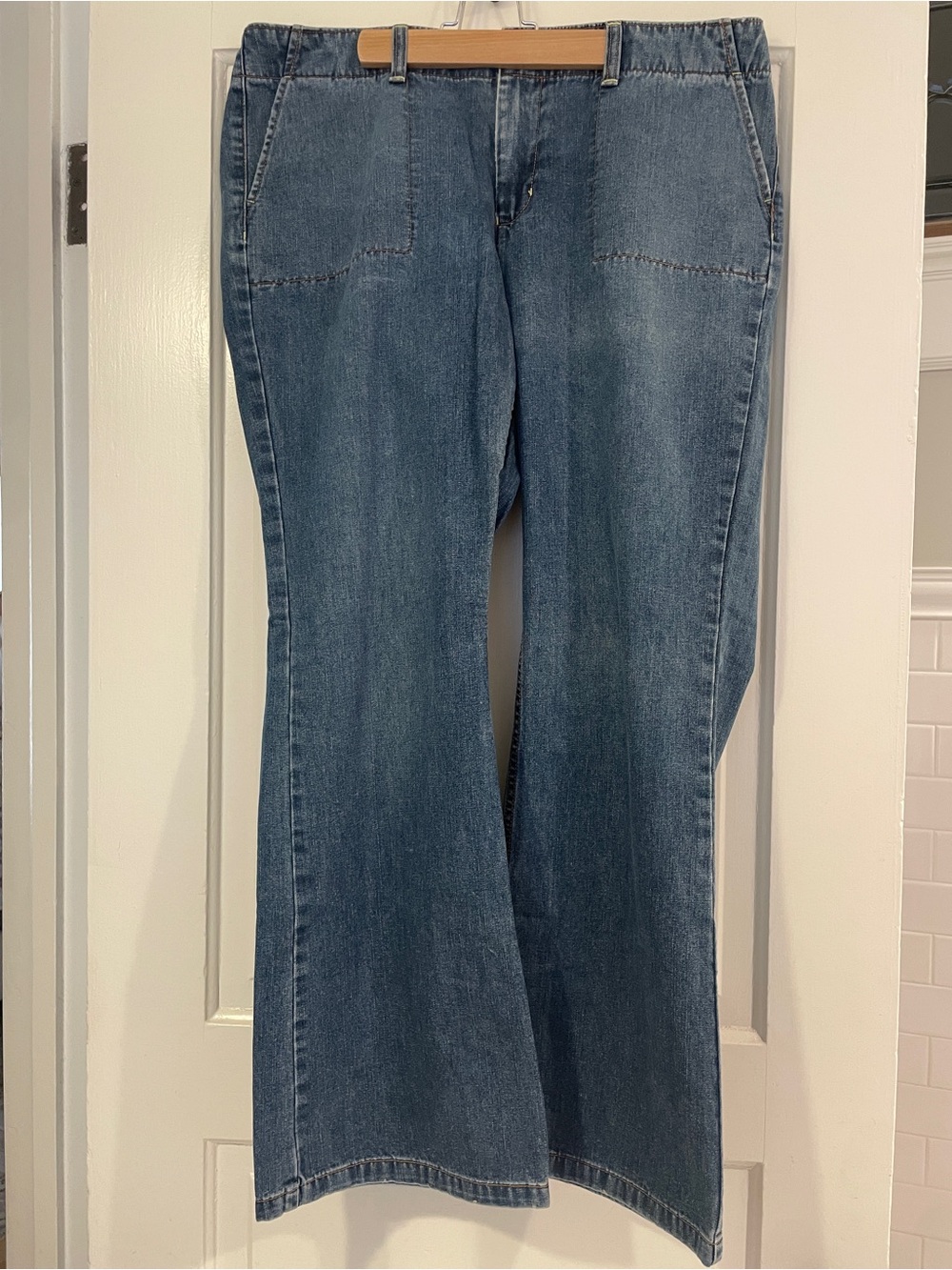 Vintage Old Navy Medium Blue Boot-Cut, Trouser-Style Jeans